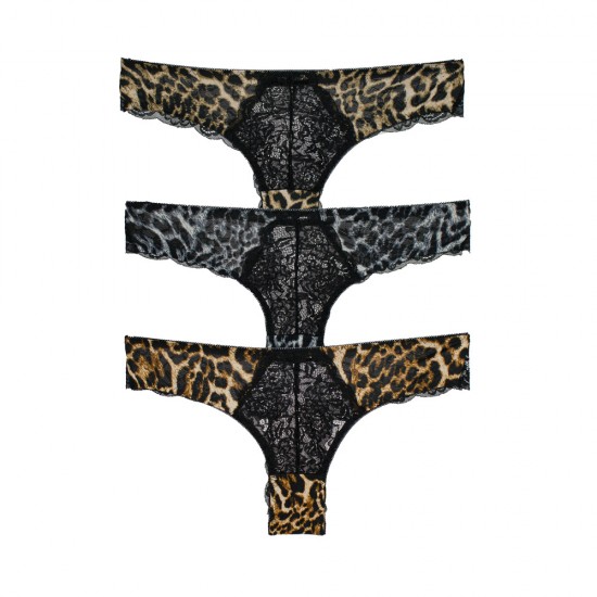 3 Pack leopard brazilian slip multicolour 