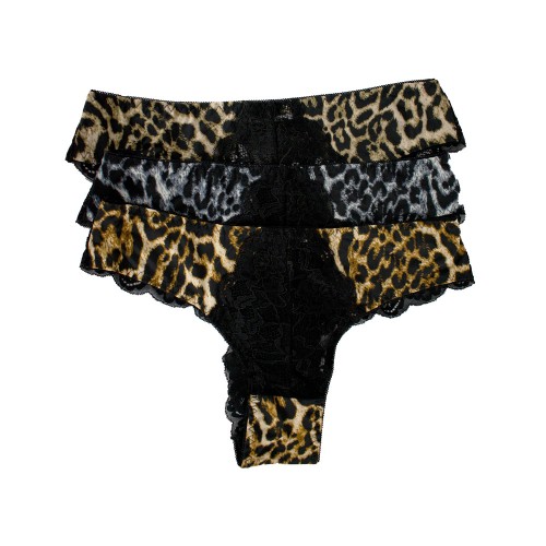 3 Pack leopard brazilian slip multicolour 