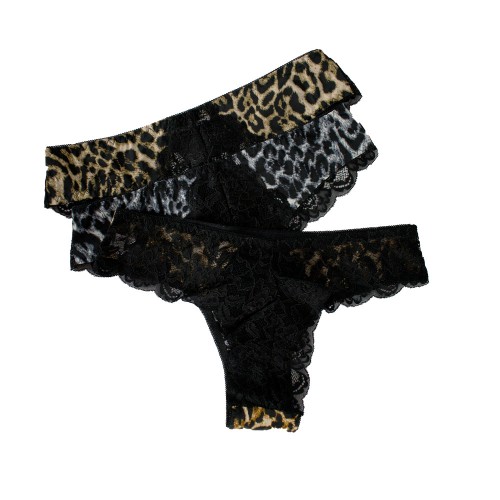 3 Pack leopard brazilian slip multicolour 