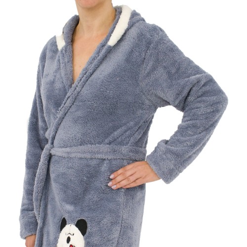 Γυναικεία fleece ρόμπα Cute Panda γκρι W25