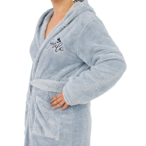 Γυναικεία fleece ρόμπα Smile γαλάζια W25