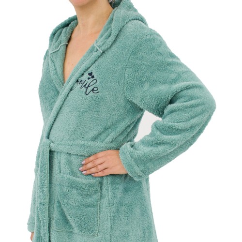 Γυναικεία fleece ρόμπα Smile πράσινη W25