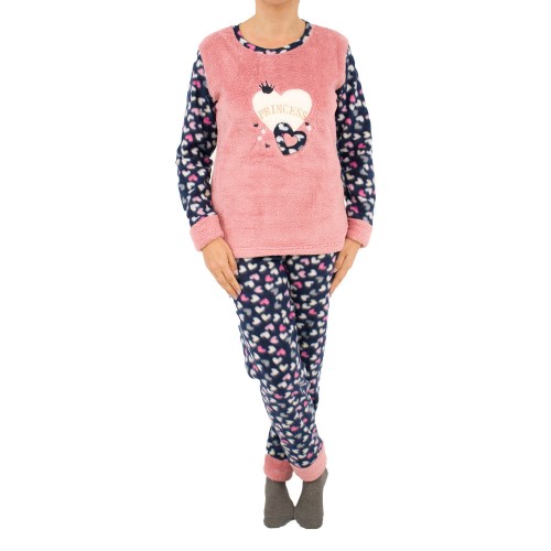 Γυναικεία πυτζάμα fleece Princess ροζ W25