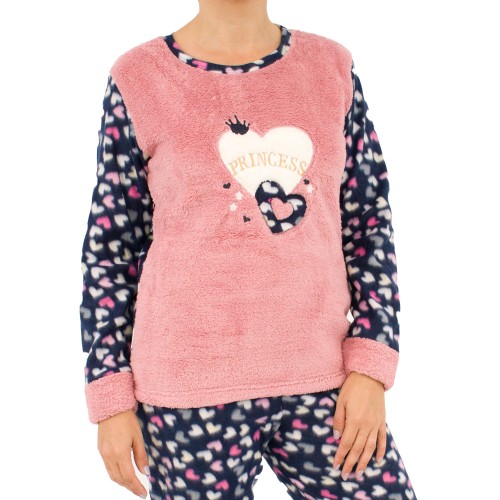 Γυναικεία πυτζάμα fleece Princess ροζ W25