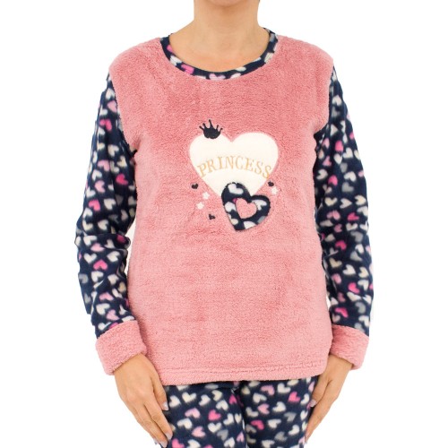 Γυναικεία πυτζάμα fleece Princess ροζ W25