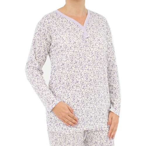 Γυναικεία Plus Size πυτζάμα Lavender εκρού-λιλά W25 