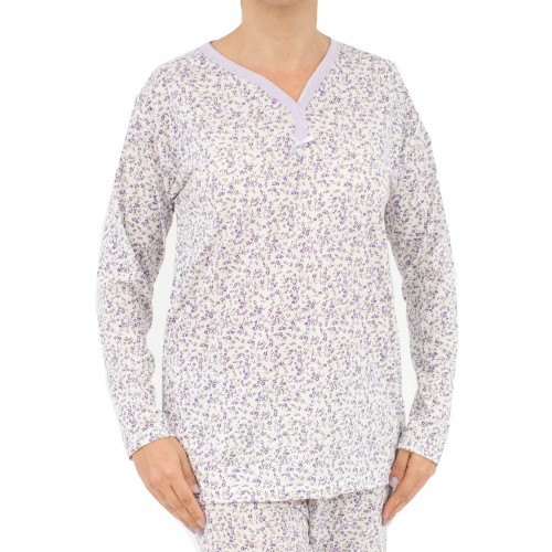 Γυναικεία Plus Size πυτζάμα Lavender εκρού-λιλά W25 