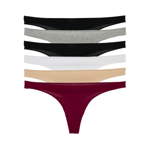 6 Pack βαμβακερά String με απαλές ραφές multicolour