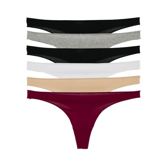 6 Pack βαμβακερά String με απαλές ραφές multicolour