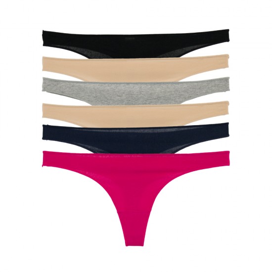 6 Pack βαμβακερά String με απαλές ραφές multicolour