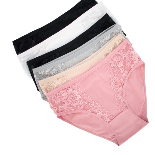 6 PACK Lace Elegance κλασικά ψηλόμεσα σλιπ multicolour