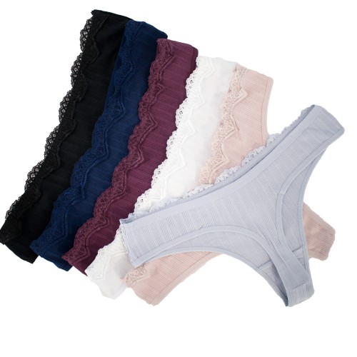 6 Pack Γυναικεία βαμβακερά String Lace Whisper multicolour