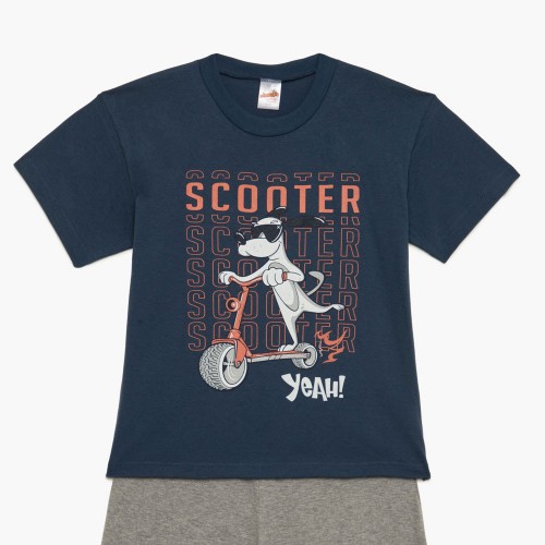 Αγορίστικη πυτζάμα MINERVA Scooter μπλε ραφ (4-10 ετών)