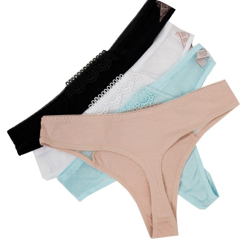 4 Pack Γυναικεία String Minimal Chic multicolour