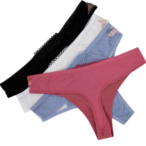 4 Pack Γυναικεία String Minimal Chic multicolour