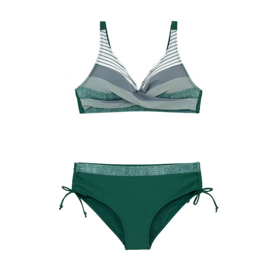 Plus size γυναικείο μαγιό bikini χωρίς μπανέλα Navy Drape πράσινο