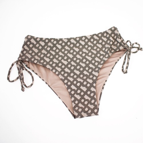 Γυναικείο μαγιό bikini με μπανέλα και ρυθμιζόμενα Cups geometric FlexFit μόκα 