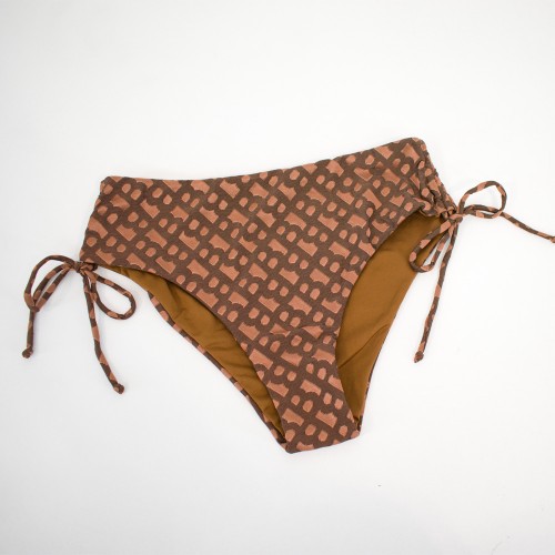 Γυναικείο μαγιό bikini με μπανέλα και ρυθμιζόμενα Cups geometric FlexFit καφέ