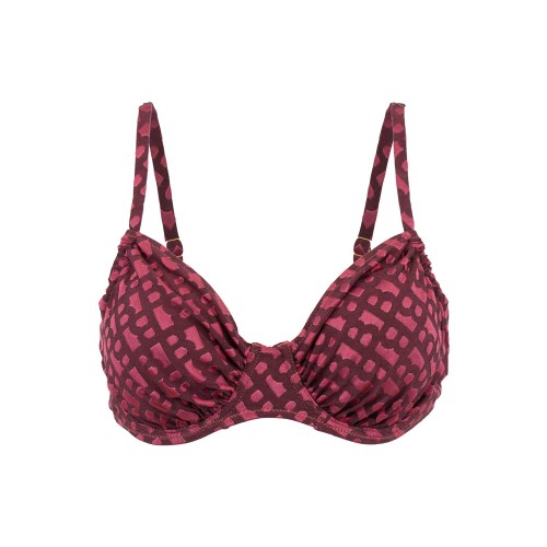Γυναικείο μαγιό bikini με μπανέλα και ρυθμιζόμενα Cups geometric FlexFit μπορντό