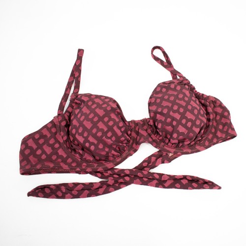 Γυναικείο μαγιό bikini με μπανέλα και ρυθμιζόμενα Cups geometric FlexFit μπορντό