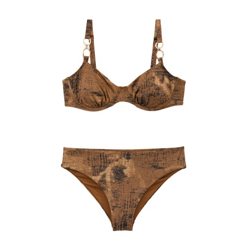 Γυναικείο μαγιό bikini με μπανέλα Glam Cycles σοκολατί 