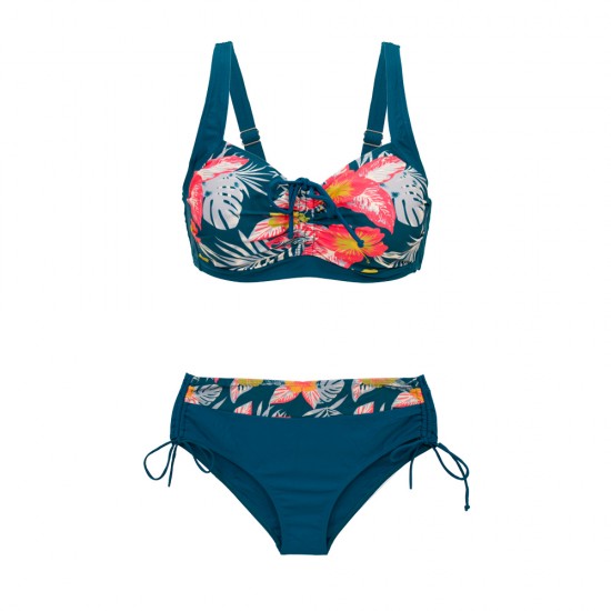 Plus size γυναικείο μαγιό bikini με μπανέλα Tropic Dream πετρόλ