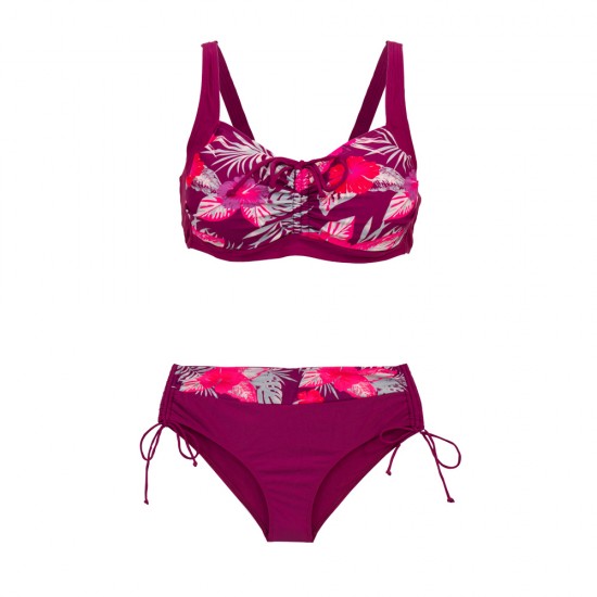 Plus size γυναικείο μαγιό bikini με μπανέλα Tropic Dream μπορντό 