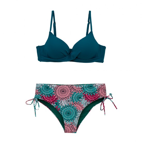 Γυναικείο μαγιό bikini Push Up με μπανέλα Mandala πετρόλ