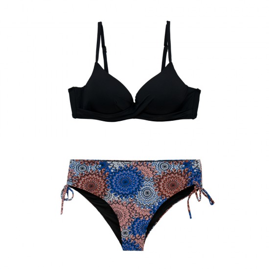Γυναικείο μαγιό bikini Push Up με μπανέλα Mandala μαύρο 