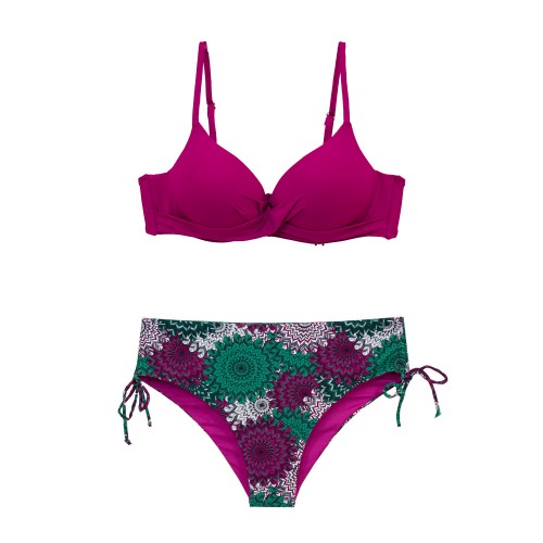 Γυναικείο μαγιό bikini Push Up με μπανέλα Mandala φούξια 