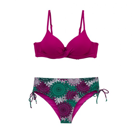 Γυναικείο μαγιό bikini Push Up με μπανέλα Mandala φούξια 