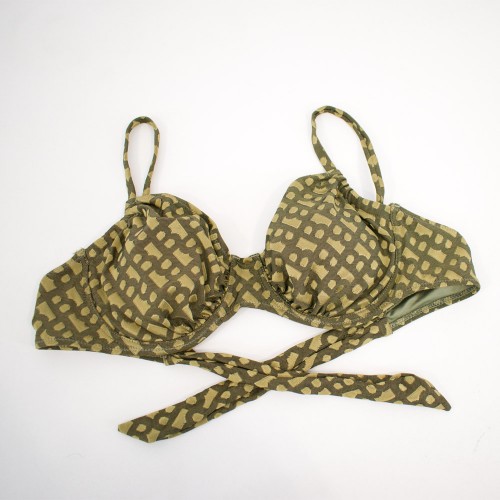 Γυναικείο μαγιό bikini με μπανέλα και ρυθμιζόμενα Cups geometric FlexFit χακί 