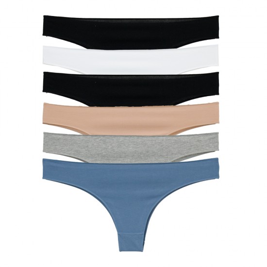 6 Pack βαμβακερά Brazilian slip με απαλές ραφές multicolour   