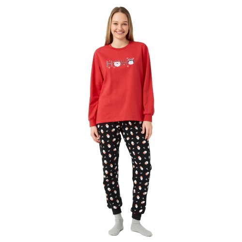 Γυναικεία πυτζάμα MINERVA X-Mas HoHo Unisex κόκκινη