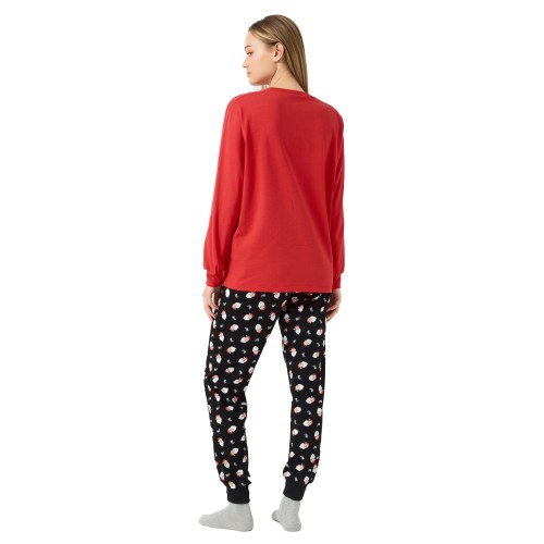 Γυναικεία πυτζάμα MINERVA X-Mas HoHo Unisex κόκκινη