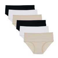 6 Pack Plus Size βαμβακερά κλασικά ψηλόμεσα σλιπ multicolour