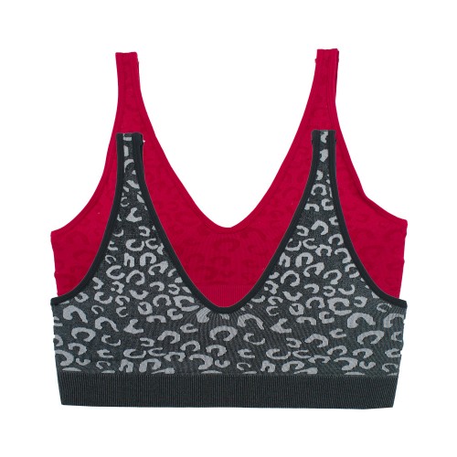 2 Pack Μπουστάκια Animal Print Μαύρο - Κόκκινο