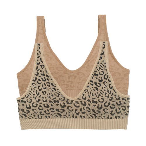 2 Pack Μπουστάκια Animal Print Μπεζ - Σοκολά