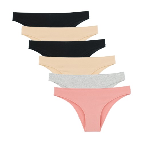 6 Pack βαμβακερά σλιπ με απαλές ραφές multicolour