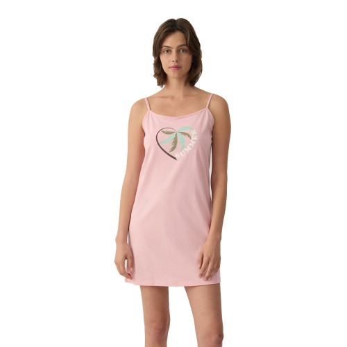 Minerva Γυναικείο βαμβακερό τιραντέ νυχτικό Tropical ροζ