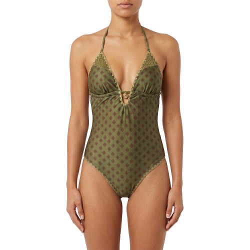 Γυναικείο oλόσωμο μαγιό boho-chic χακί 