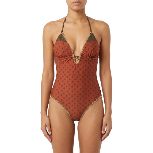 Γυναικείο oλόσωμο μαγιό boho-chic πορτοκαλί 