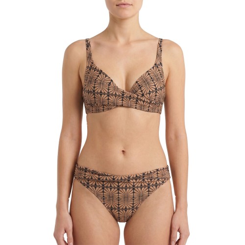 Γυναικείο μαγιό bikini χωρίς μπανέλα ντραπέ μαύρο 