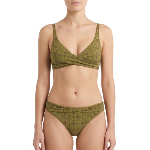 Γυναικείο μαγιό bikini χωρίς μπανέλα ντραπέ χακί 