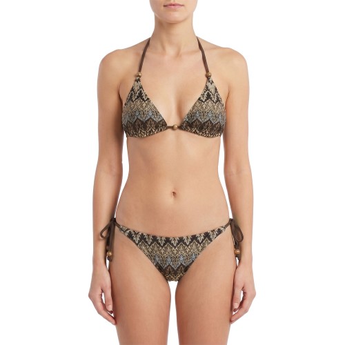 Γυναικείο μαγιό τριγωνάκι Ethnic καφέ 