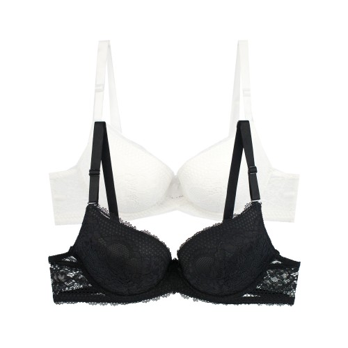 2 Pack Lace Essentials Σουτιέν C Cup με Μπανέλα Μαύρο-Λευκό