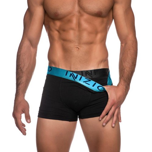 2 PACK Boxer INIZIO με μεταλιζέ λάστιχο μαύρο/γαλάζιο