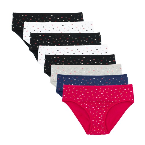 8 Pack Twist Cotton daisies bikini slip multicolour
