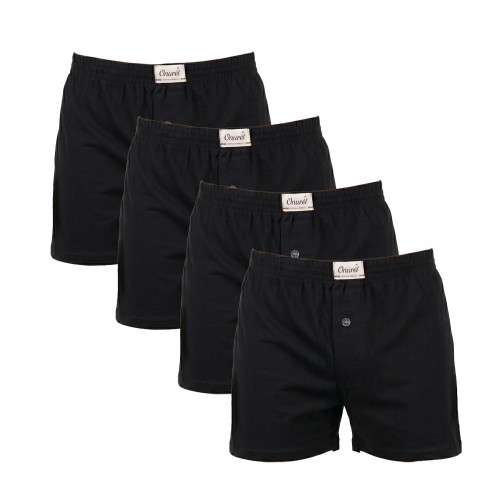 4 PACK Boxer βαμβακερό σε φαρδιά γραμμή με άνοιγμα μαύρα