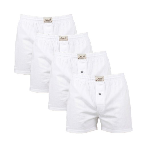 4 PACK Boxer βαμβακερό σε φαρδιά γραμμή με άνοιγμα λευκά